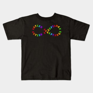 Autism Acceptance In Infinity Symbol Shape Kids T-Shirt